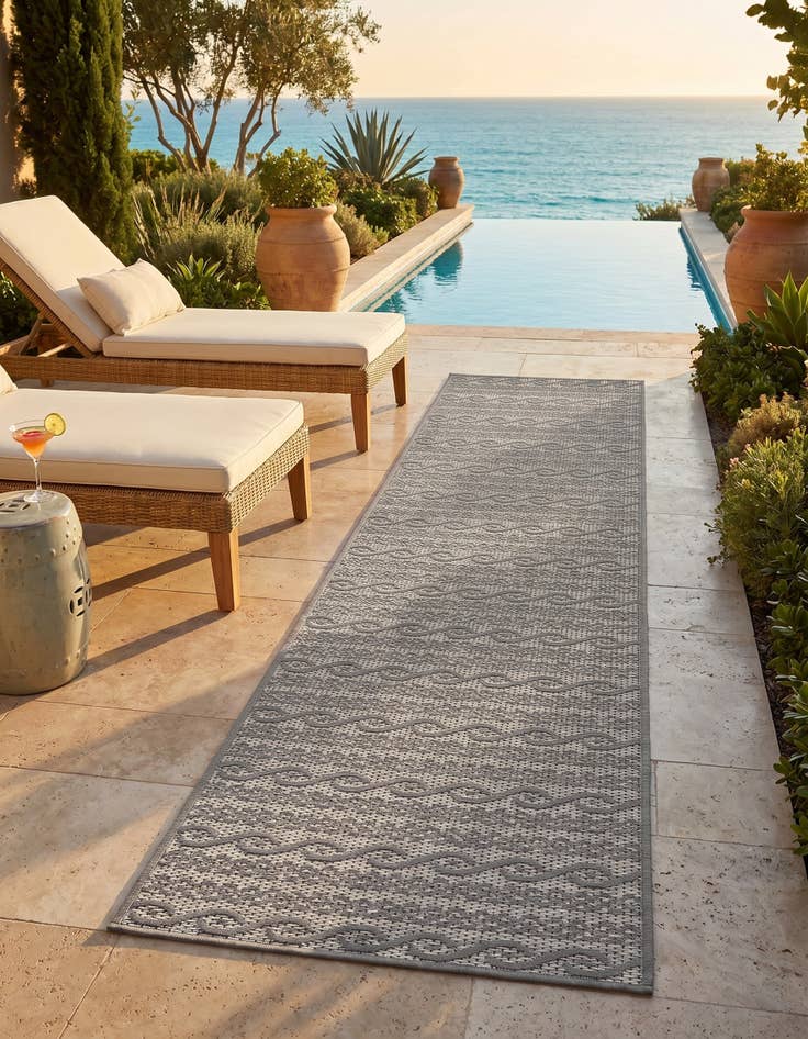 Detail image of 2' 2 x 6' Easy-Clean Modern Indoor / Outdoor Runner Rug