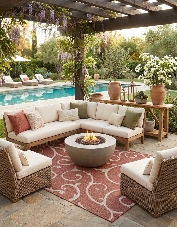 Detail image of 7' 10 x 11' Easy-Clean Botanical Indoor / Outdoor Rug