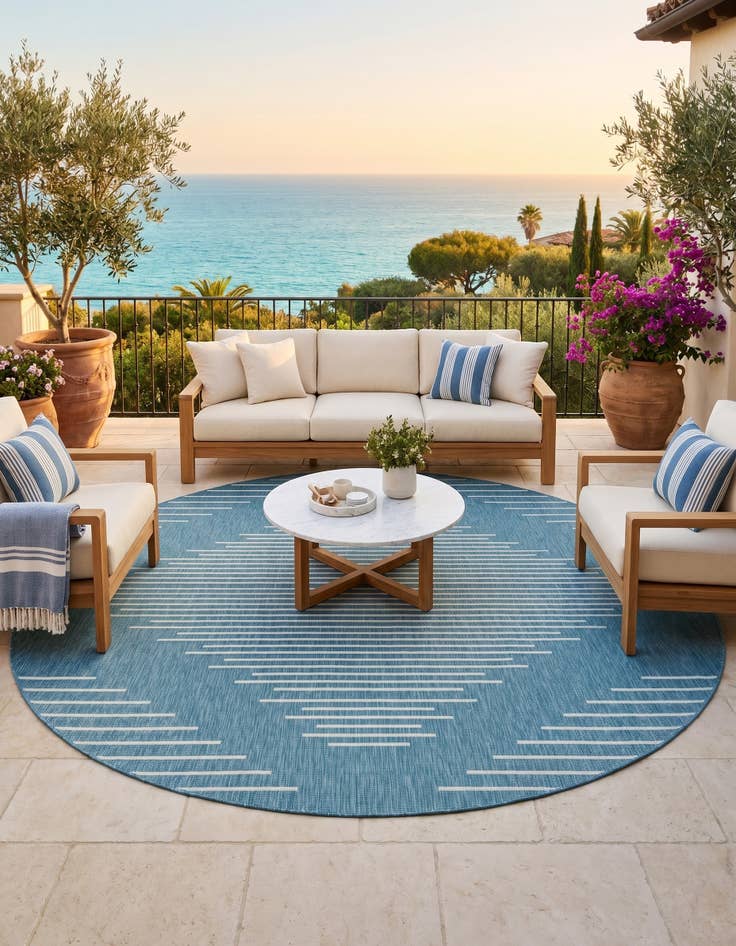 Detail image of 10' 8 x 10' 8 Easy-Clean Modern Indoor / Outdoor Round Rug