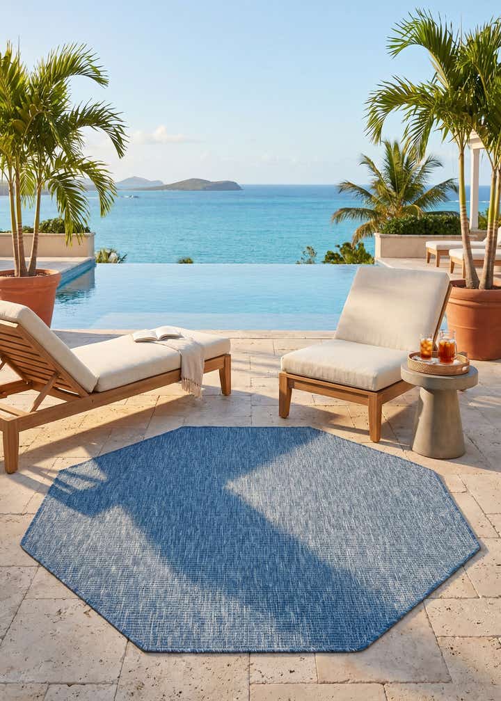 5' 3 x 5' 3 Easy-Clean Solid Indoor / Outdoor Octagon Rug