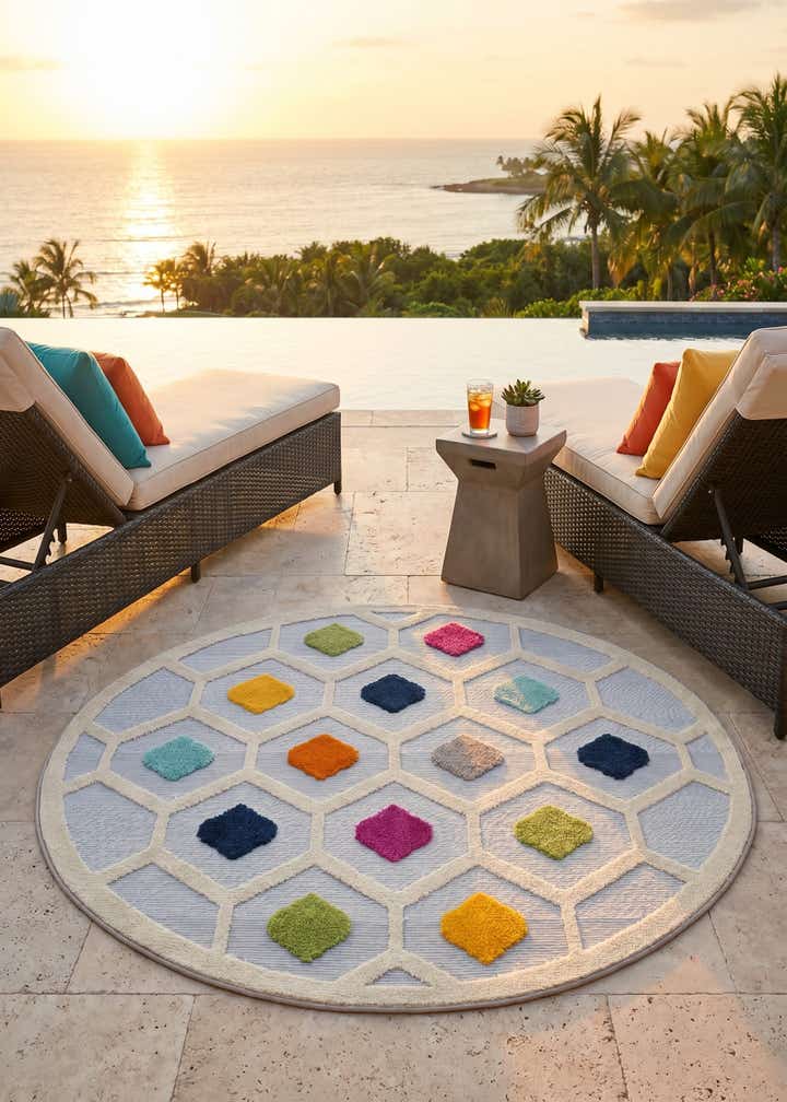 5' 3 x 5' 3 Easy-Clean Aruba Indoor / Outdoor Round Rug