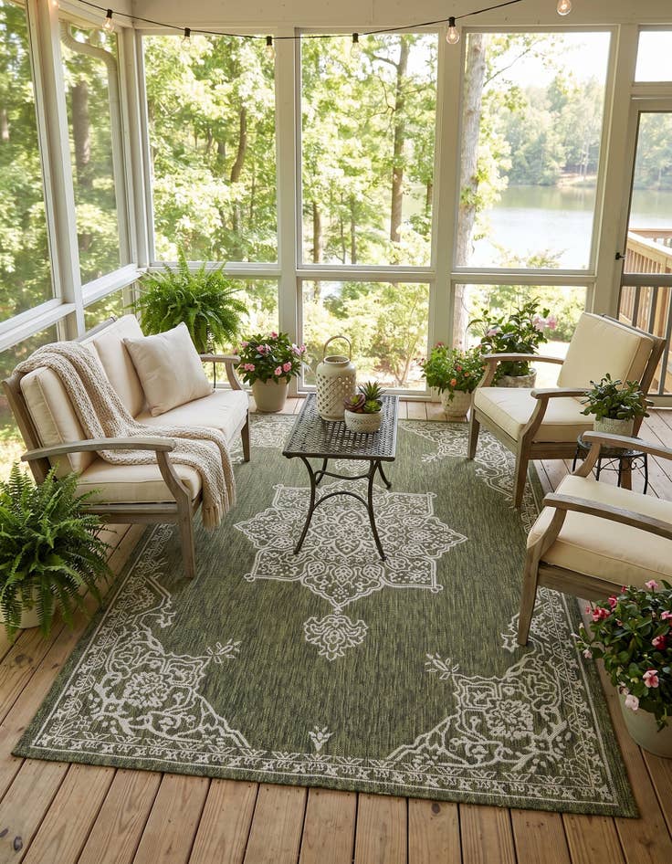 Detail image of 5' 3 x 8' Easy-Clean Traditional Indoor / Outdoor Rug