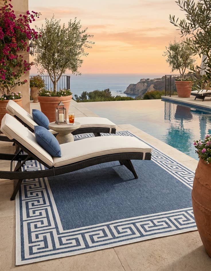 Detail image of 7' 10 x 10' Easy-Clean Coastal Indoor / Outdoor Rug