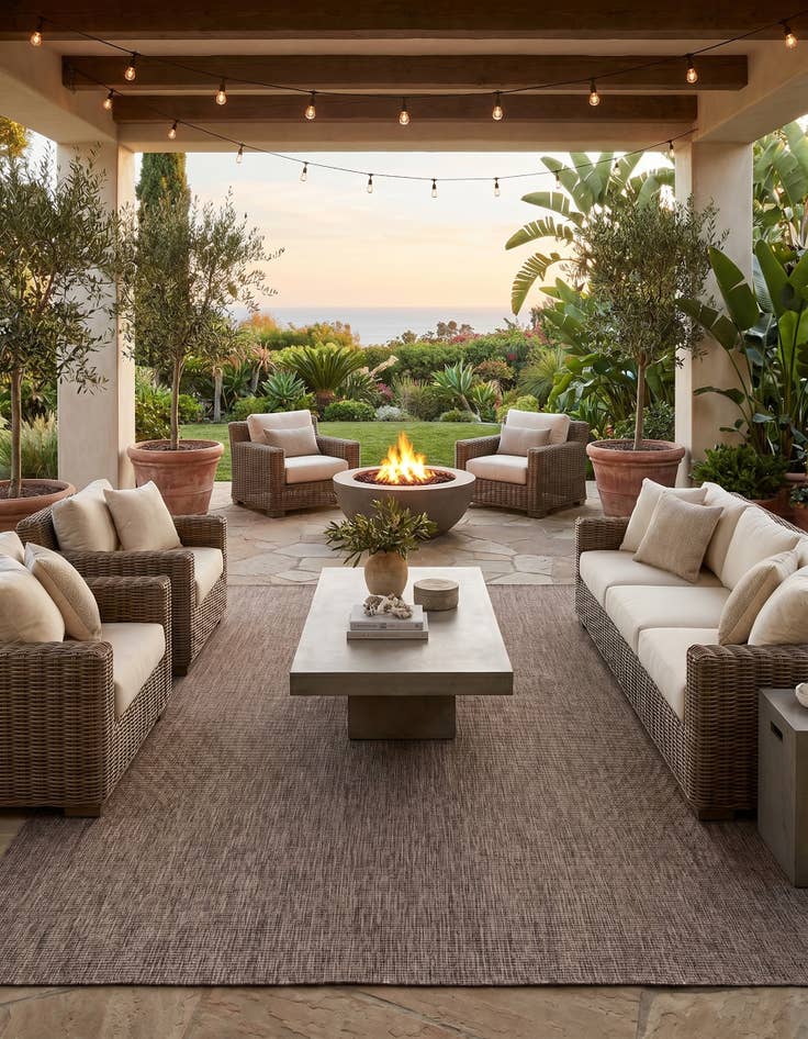 Detail image of 7' 10 x 10' Easy-Clean Solid Indoor / Outdoor Rug