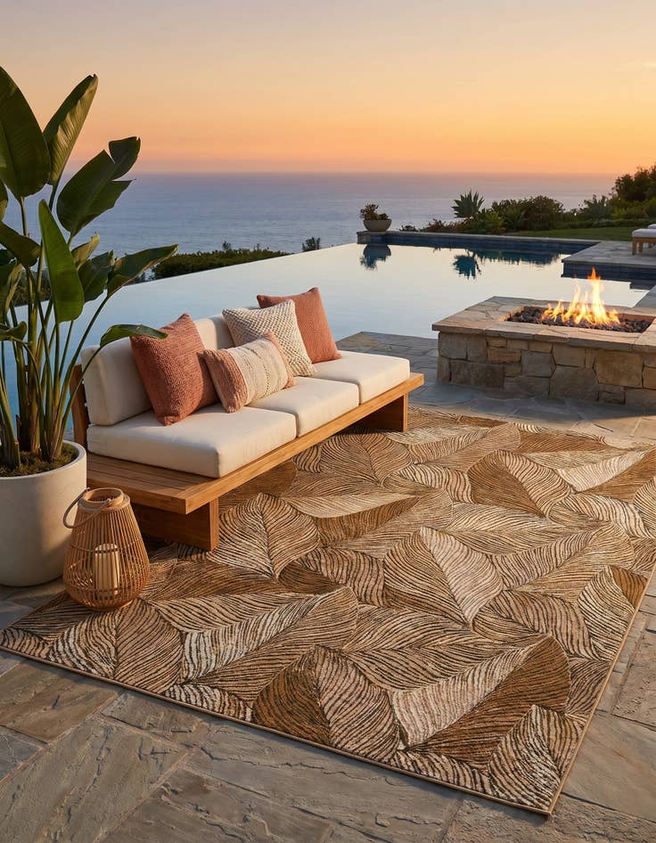 Detail image of 7' x 10' Easy-Clean Botanical Indoor / Outdoor Rug