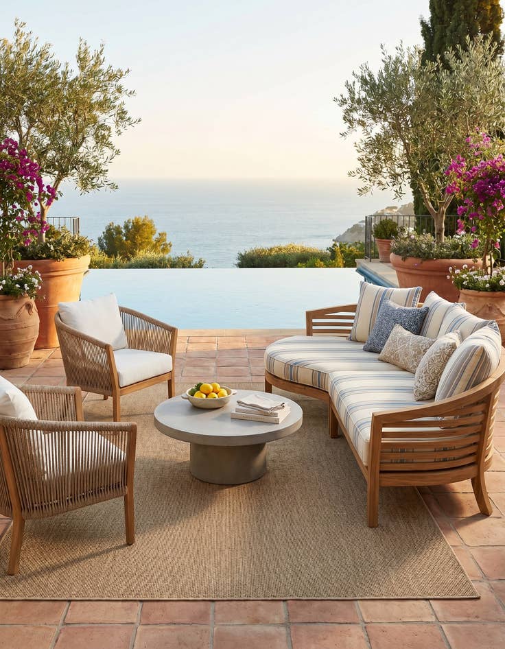 Detail image of 6' 1 x 9' Easy-Clean Solid Indoor / Outdoor Rug