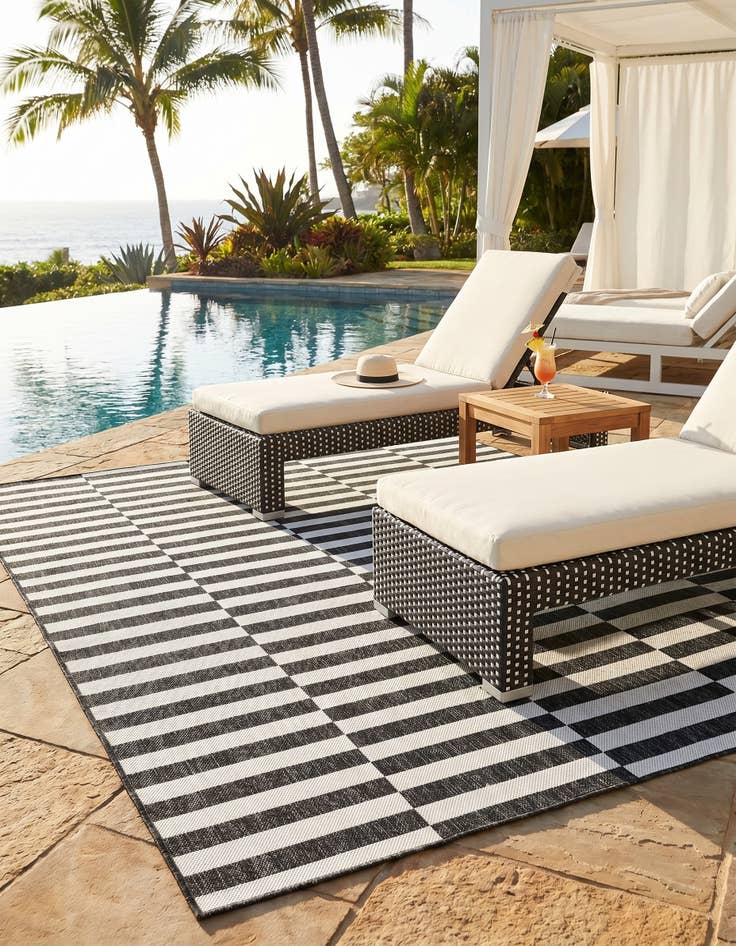 Detail image of 5' 3 x 8' Easy-Clean Striped Indoor / Outdoor Rug
