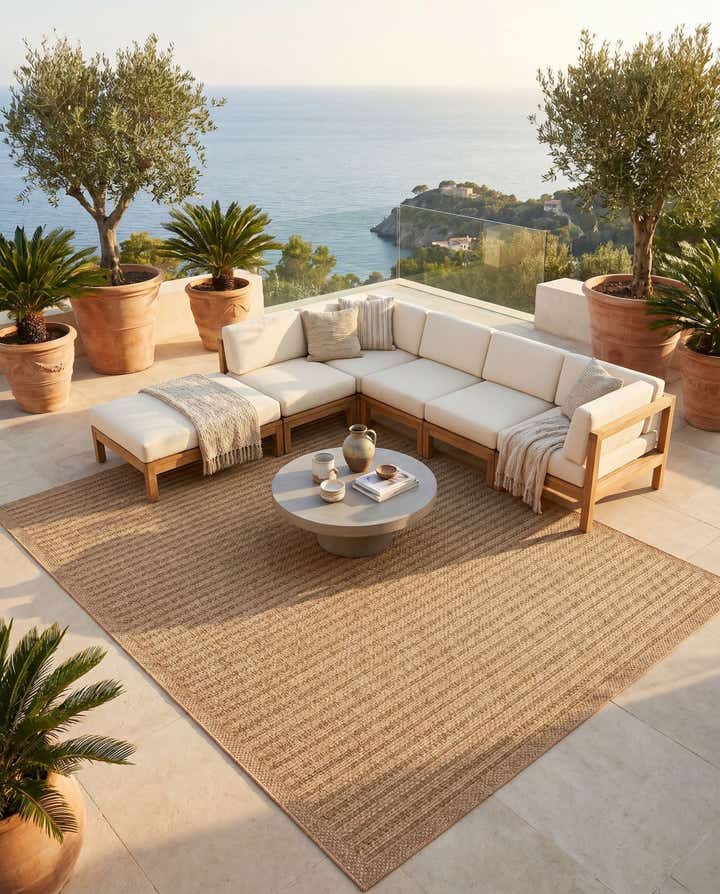 7' 10 x 10' Easy-Clean Border Indoor / Outdoor Rug