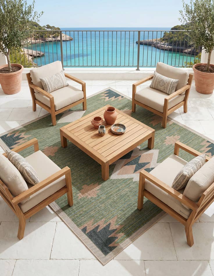 Detail image of 7' 10 x 7' 10 Easy-Clean Baja Indoor / Outdoor Square Rug