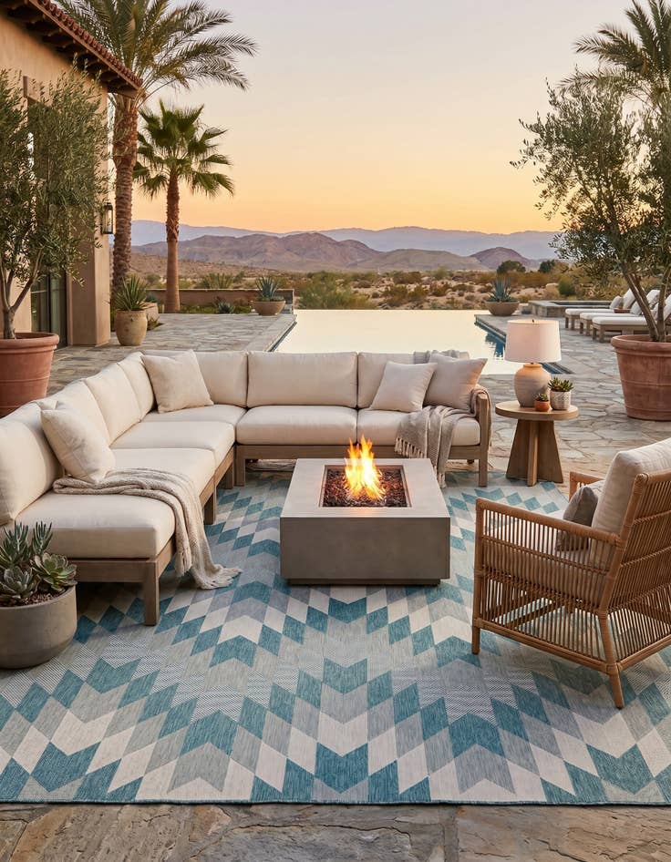 Detail image of 10' x 14' Easy-Clean Modern Indoor / Outdoor Rug