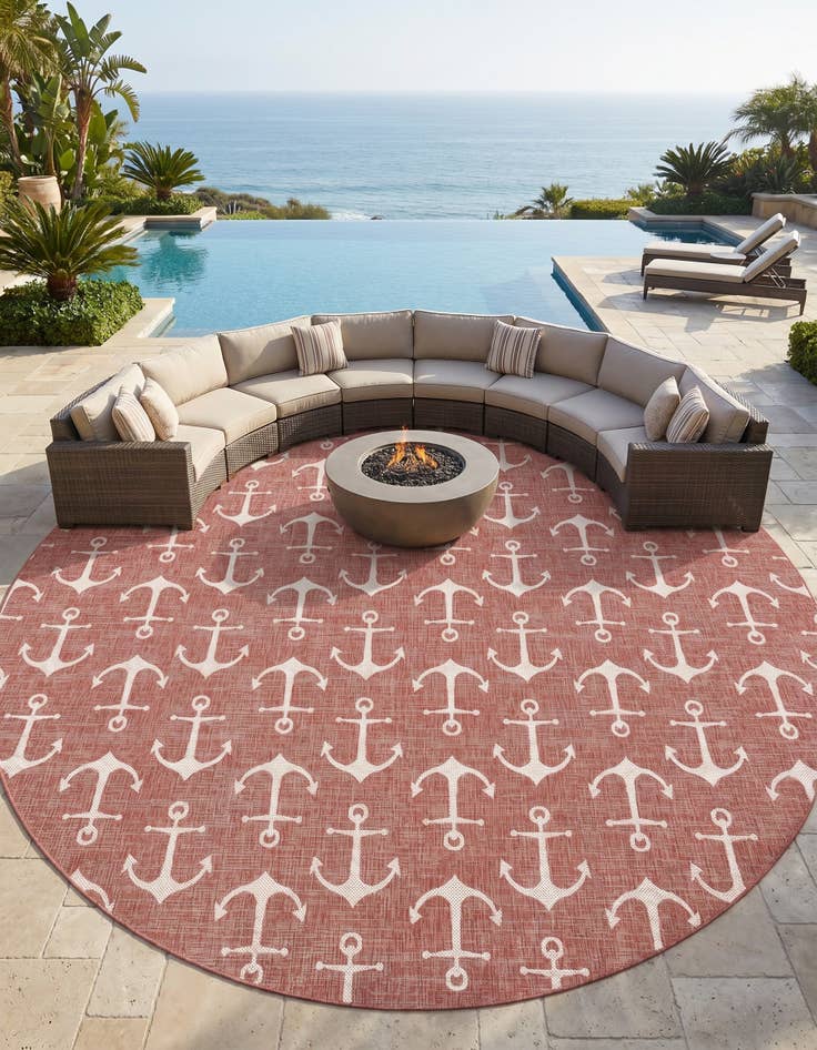 Detail image of 13' x 13' Easy-Clean Coastal Indoor / Outdoor Round Rug