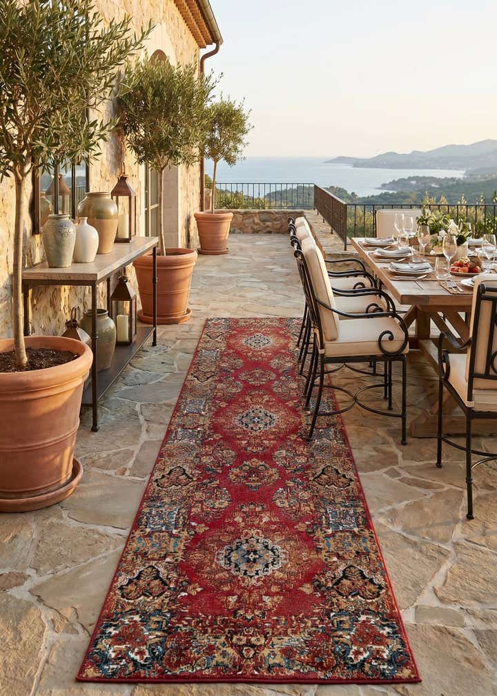 2' 7 x 10' Easy-Clean Traditional Indoor / Outdoor Runner Rug