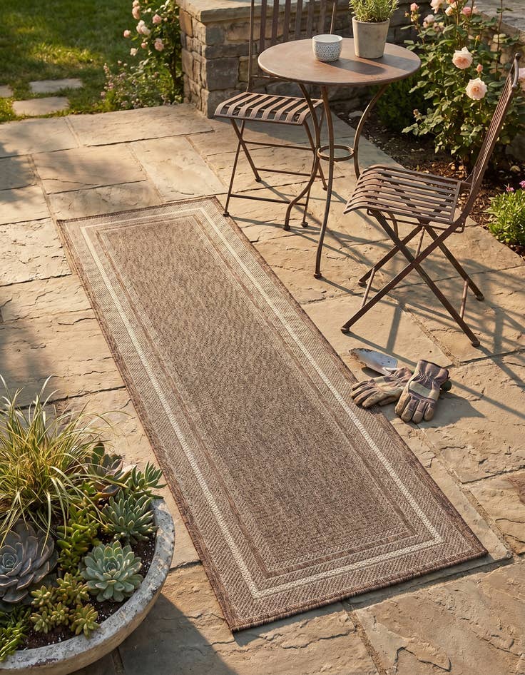 Detail image of 2' x 5' Easy-Clean Border Indoor / Outdoor Runner Rug