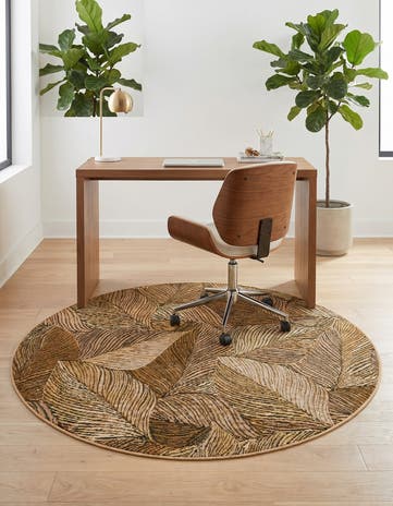 4' x 4' Easy-Clean Botanical Indoor / Outdoor Round Rug