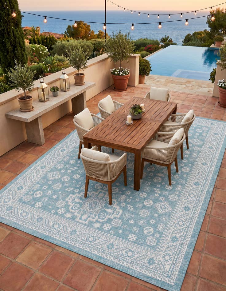 Detail image of 10' x 14' Easy-Clean Aztec Indoor / Outdoor Rug