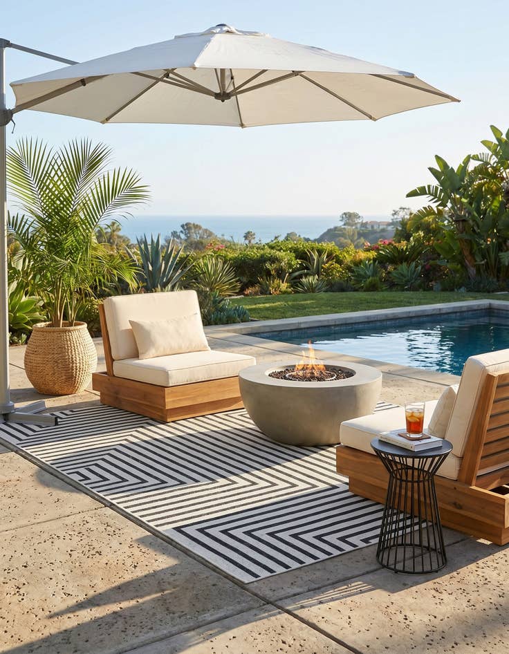 Detail image of 5' 3 x 8' Easy-Clean Modern Indoor / Outdoor Rug