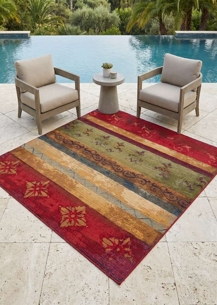 5' 3 x 5' 3 Easy-Clean Modern Indoor / Outdoor Square Rug