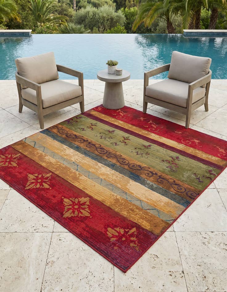 Detail image of 5' 3 x 5' 3 Easy-Clean Modern Indoor / Outdoor Square Rug