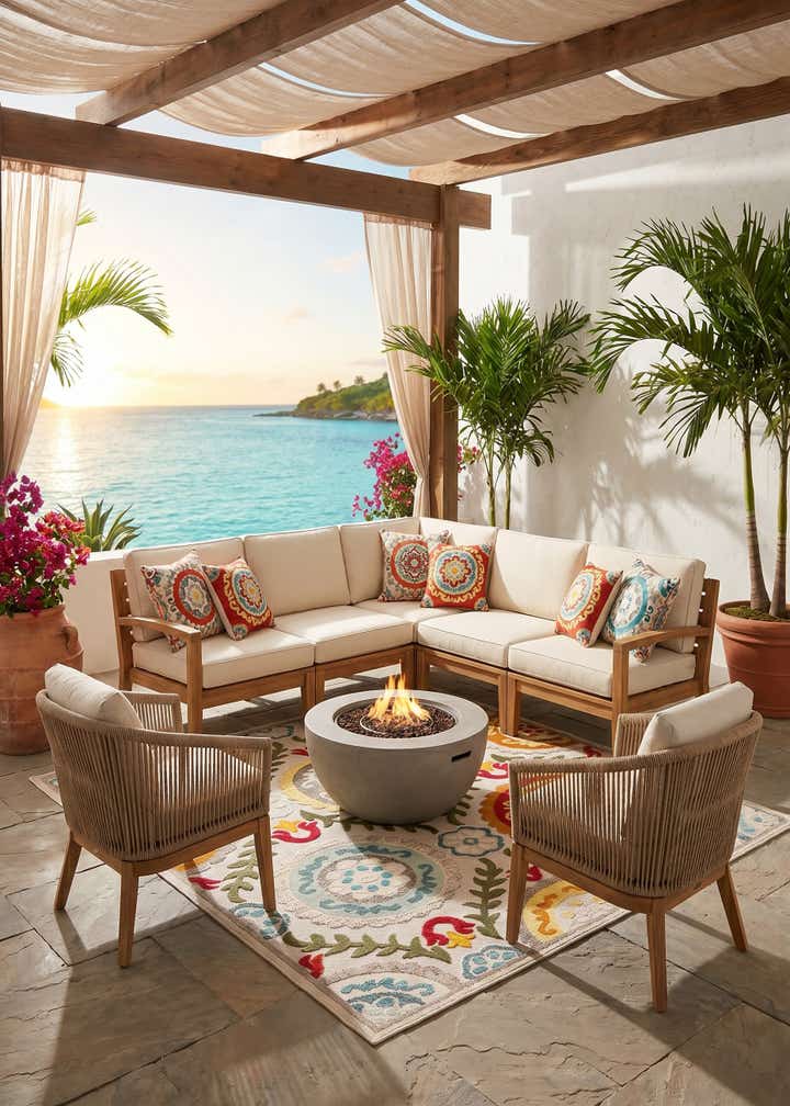 7' 10 x 7' 10 Easy-Clean Casablanca Indoor / Outdoor Square Rug