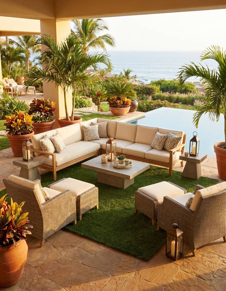 Detail image of 7' 10 x 11' Easy-Clean Grass Indoor / Outdoor Rug