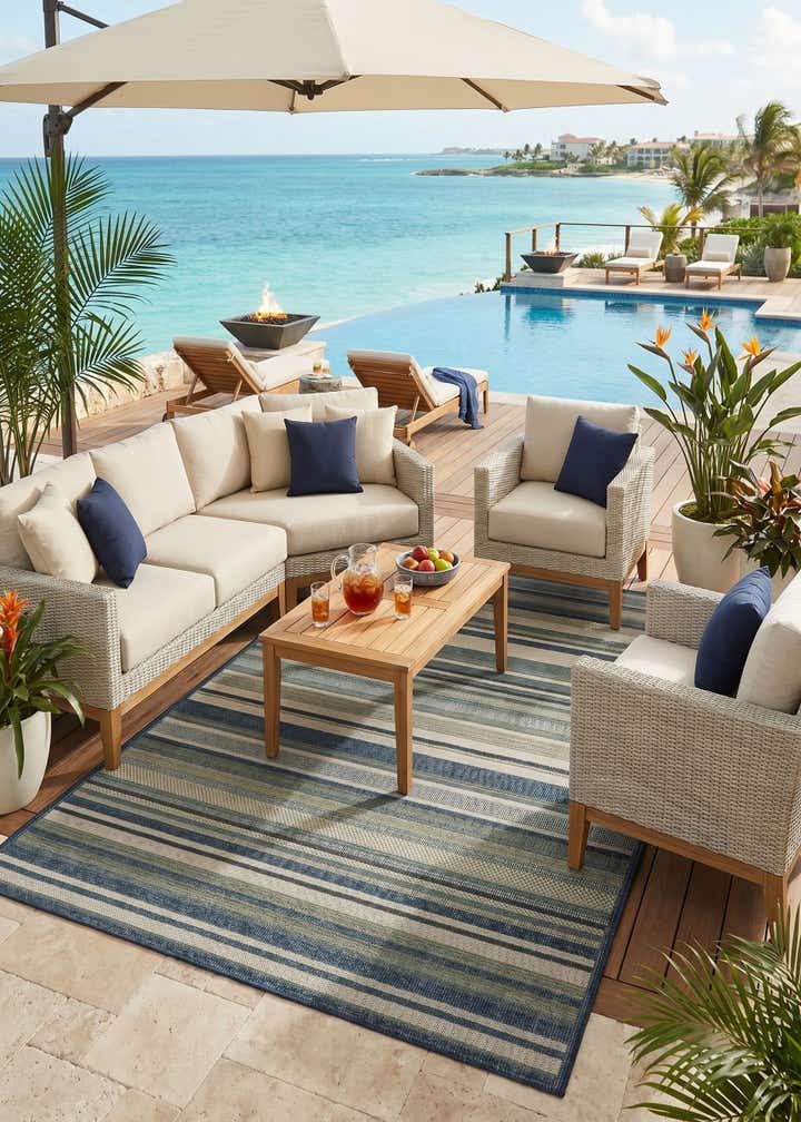 5' 3 x 7' 7 Easy-Clean Baja Indoor / Outdoor Rug