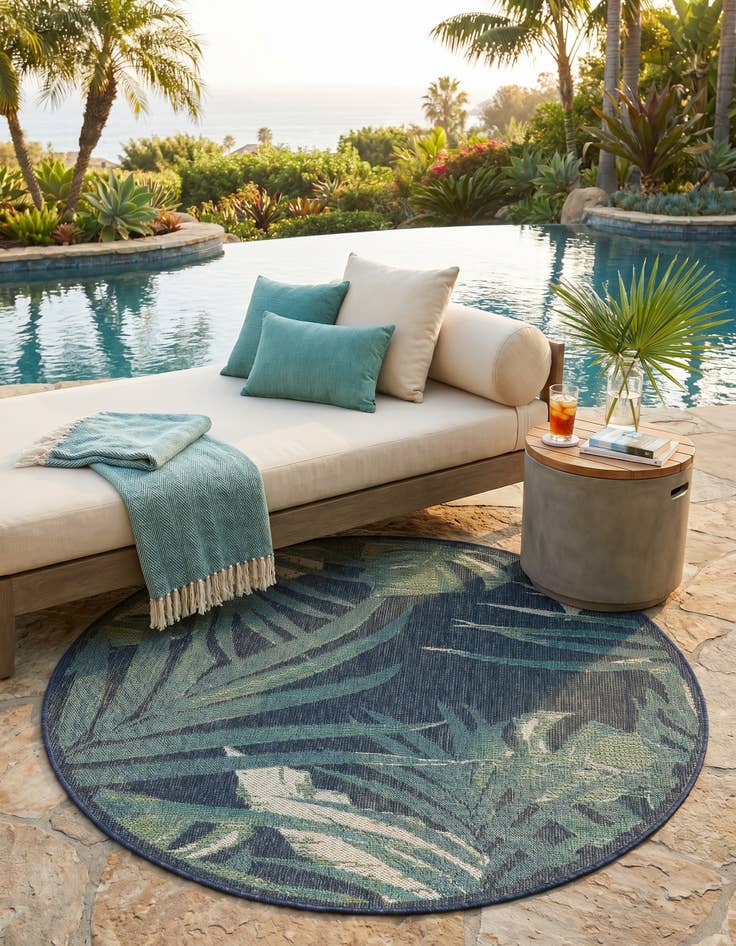 Detail image of 5' 3 x 5' 3 Easy-Clean Baja Indoor / Outdoor Round Rug