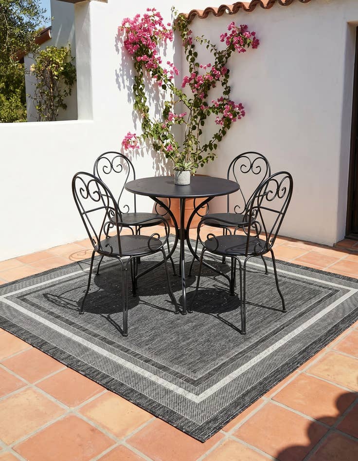 Detail image of 6' x 6' Easy-Clean Border Indoor / Outdoor Square Rug