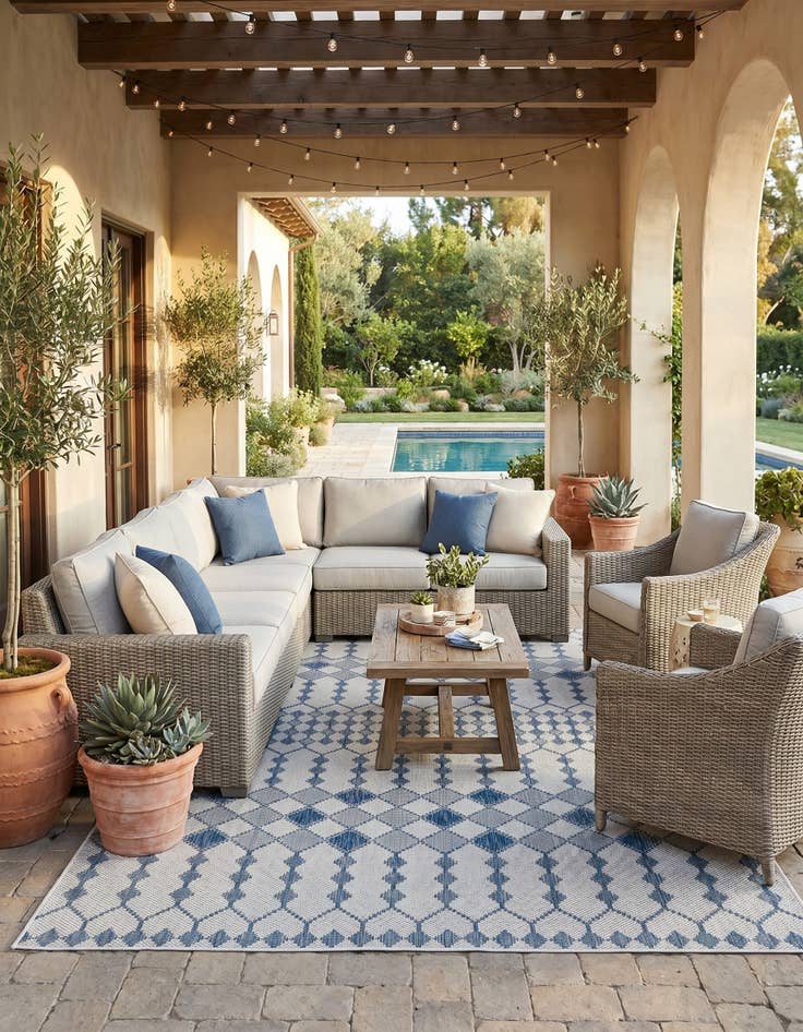 Detail image of 9' x 12' Easy-Clean Lattice Indoor / Outdoor Rug