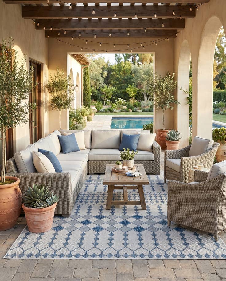 Detail image of 9' x 12' Easy-Clean Trellis Indoor / Outdoor Rug