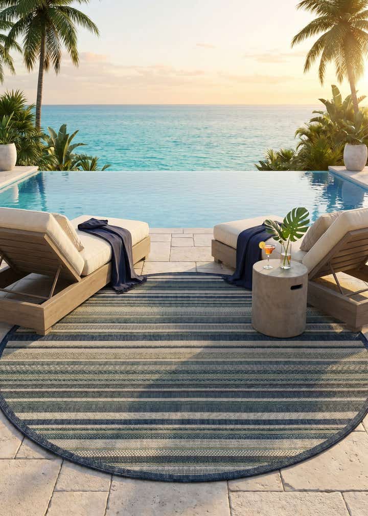 7' x 7' Easy-Clean Baja Indoor / Outdoor Round Rug