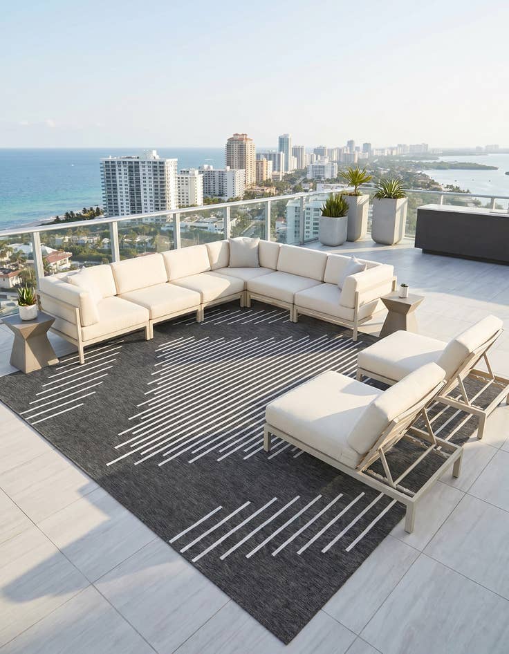 Detail image of 13' x 13' Easy-Clean Modern Indoor / Outdoor Square Rug