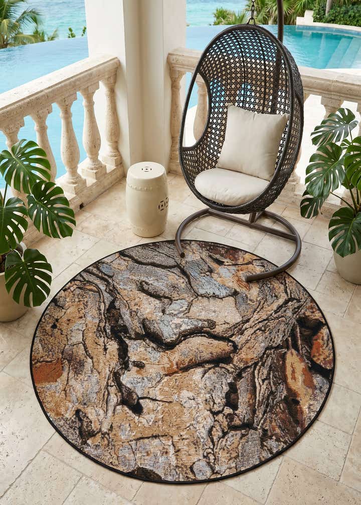 4' x 4' Easy-Clean Modern Indoor / Outdoor Round Rug