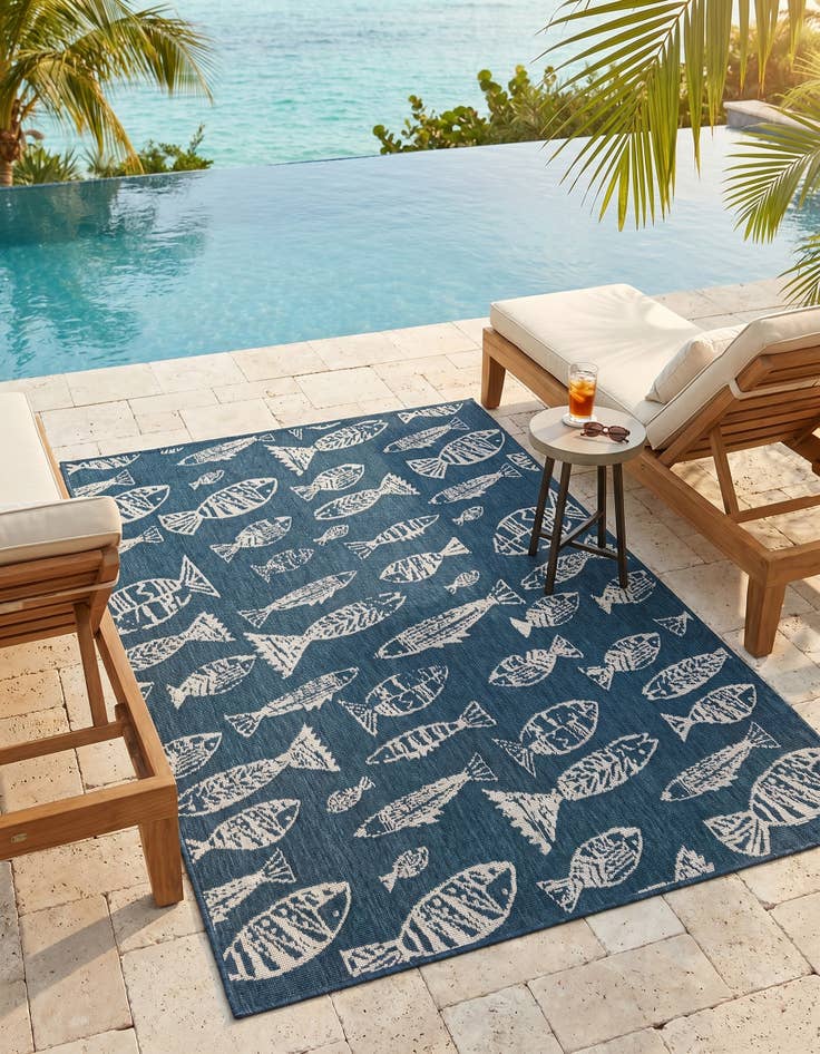 Detail image of 4' x 6' Easy-Clean Coastal Indoor / Outdoor Rug