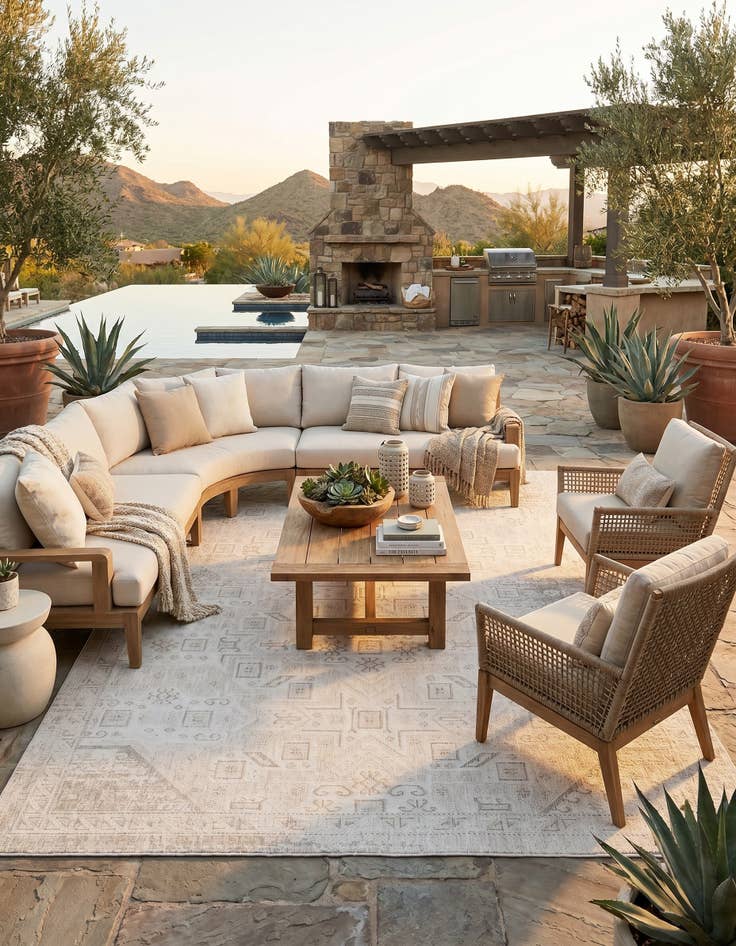 Detail image of 10' x 14' Easy-Clean Aztec Indoor / Outdoor Rug