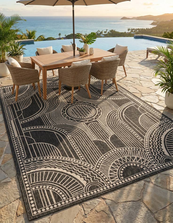 Detail image of 9' x 12' Easy-Clean Traditional Indoor / Outdoor Rug