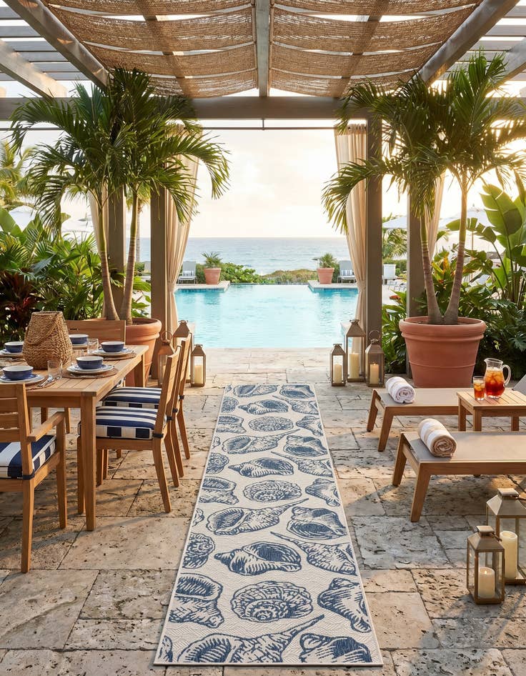 Detail image of 2' 7 x 12' Easy-Clean Coastal Indoor / Outdoor Runner Rug