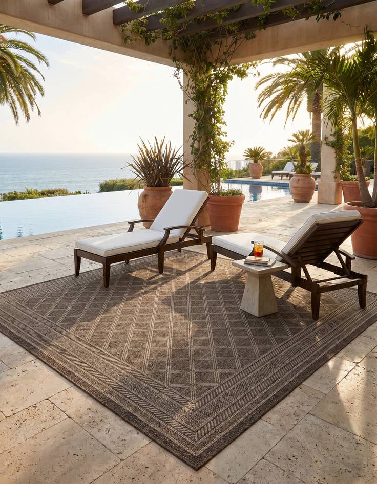 Detail image of 7' 10 x 7' 10 Easy-Clean Lattice Indoor / Outdoor Square Rug