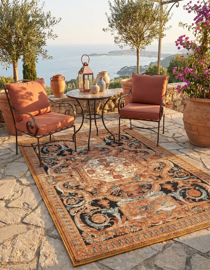 Detail image of 4' x 6' Easy-Clean Traditional Indoor / Outdoor Rug