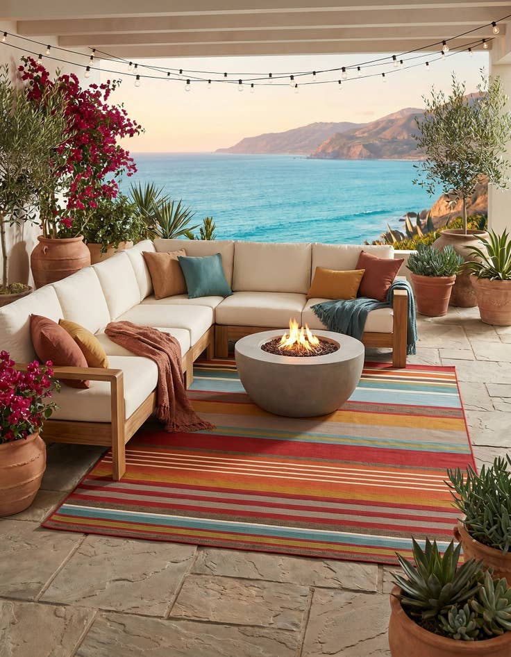 Detail image of 5' 3 x 8' Easy-Clean Modern Indoor / Outdoor Rug