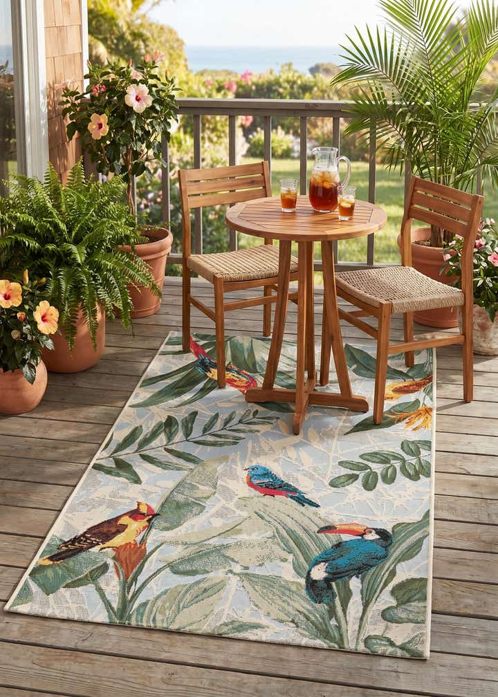 3' 3 x 5' 3 Easy-Clean Botanical Indoor / Outdoor Rug