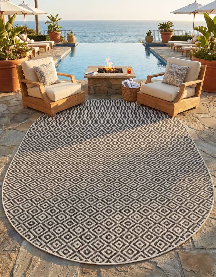 Detail image of 7' 10 x 10' Easy-Clean Jill Zarin Costa Rica Indoor / Outdoor Oval Rug
