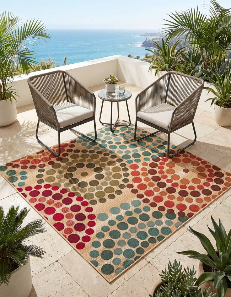 Detail image of 5' 3 x 5' 3 Easy-Clean Modern Indoor / Outdoor Square Rug