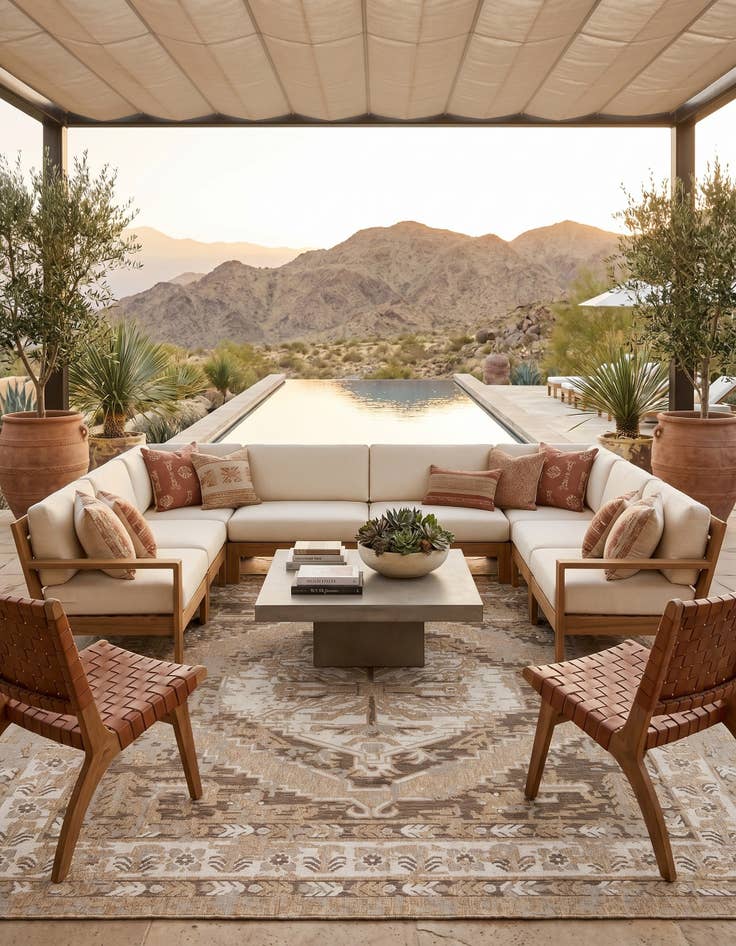 Detail image of 13' x 13' Easy-Clean Traditional Indoor / Outdoor Square Rug