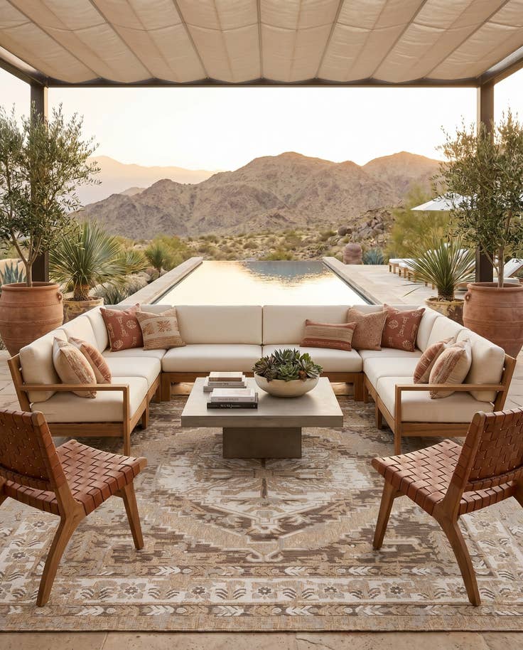 Detail image of 13' x 13' Easy-Clean Traditional Indoor / Outdoor Square Rug