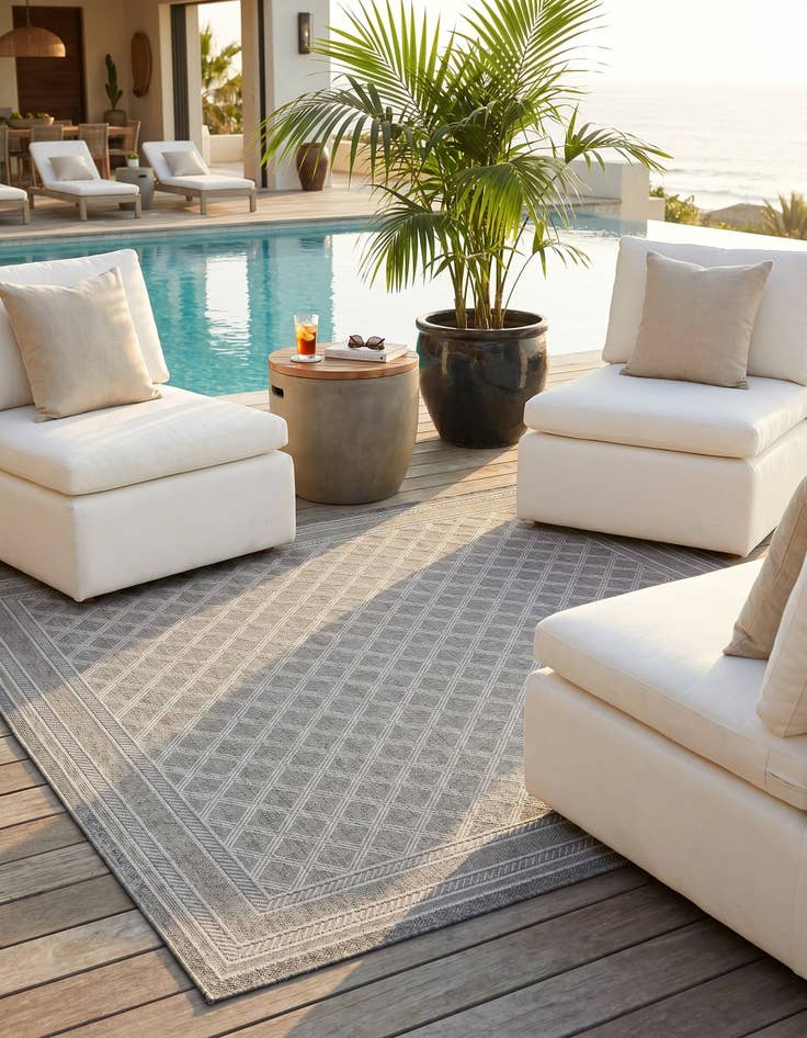 Detail image of 10' x 10' Easy-Clean Trellis Indoor / Outdoor Square Rug