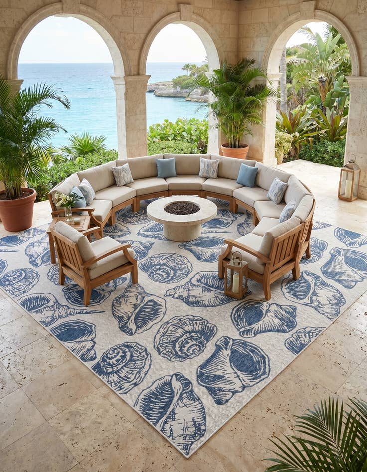 Detail image of 13' x 13' Easy-Clean Coastal Indoor / Outdoor Square Rug