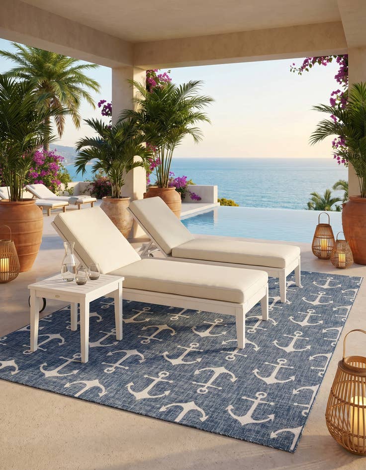 Detail image of 9' x 12' Easy-Clean Coastal Indoor / Outdoor Rug