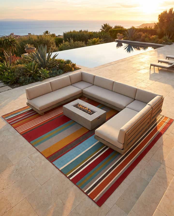 10' x 10' Easy-Clean Modern Indoor / Outdoor Square Rug