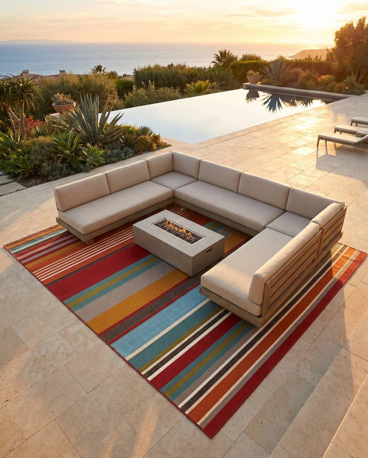 Detail image of 10' x 10' Easy-Clean Modern Indoor / Outdoor Square Rug