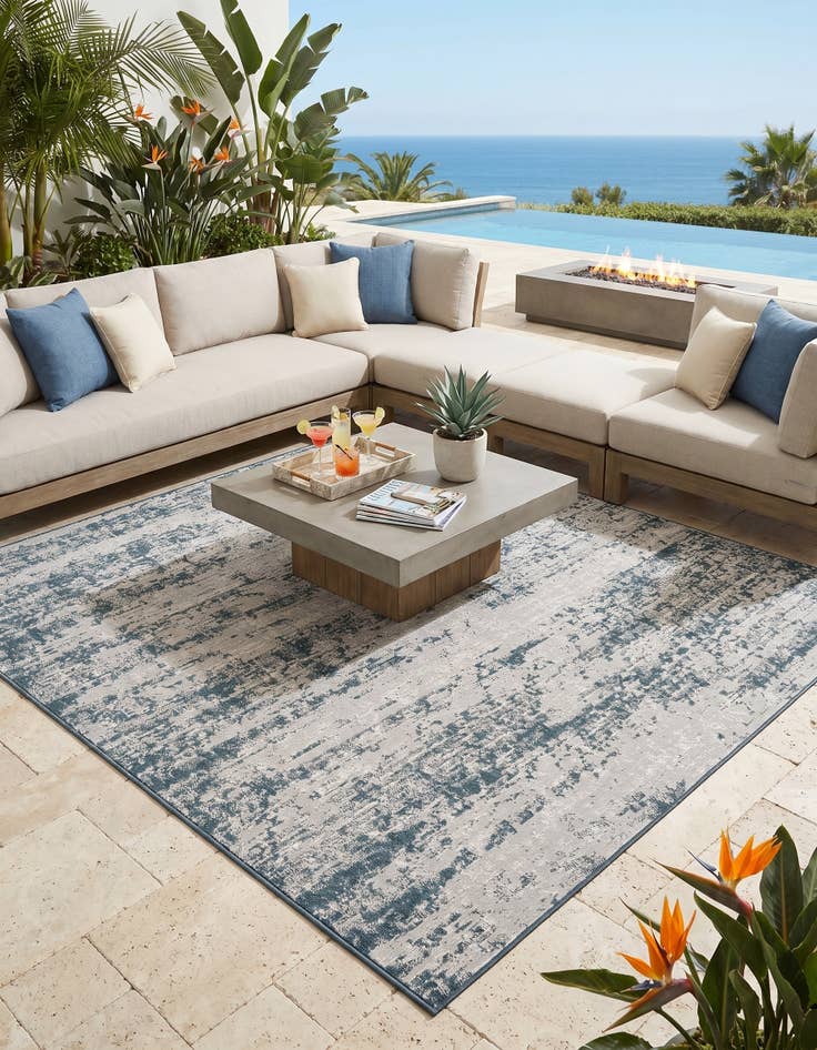 Detail image of 8' x 8' Easy-Clean Modern Indoor / Outdoor Square Rug